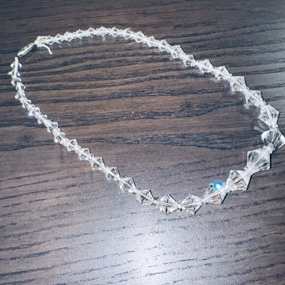 Vintage Single Strand Glass Crystal Faceted Beads Choker Necklace 16 in *READ* - Picture 5 of 6